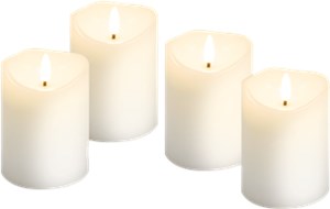 Czteroczęściowy zestaw świec LED z prawdziwego wosku, biały