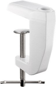 Zacisk zamienny stołowy do lamp lupowych z ramieniem przegubowym, biały