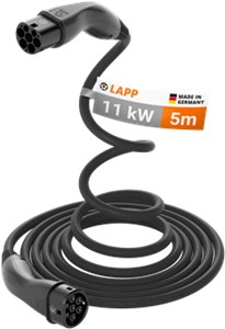 Samozwijający się kabel do ładowania Typu 2, do 11 kW, 5 m, czarny