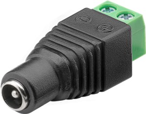 Kostka zaciskowa 2-pinowa > gniazdo DC (5,50 x 2,10 mm)