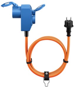 Kabel adaptera CEE, wtyczka ze stykiem ochronnym do 90° gniazda CEE i gniazda ze stykiem ochronnym, 1,5 m