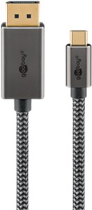 USB-C™-auf-DisplayPort™-Kabel, 1 m, schwarz;silber