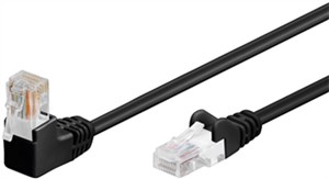 CAT 5e kabel krosowy, 1x 90° pod kątem, U/UTP, czarny, 0,25 m