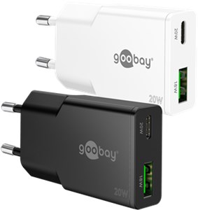 Podwójna szybka ładowarka USB-C™ PD GaN Slim (20 W) biały