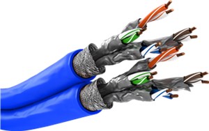 CAT 7A cavo di rete duplex, S/FTP (PiMF), blu 