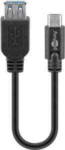 USB-C™-auf-USB-A-Kabel, OTG, 0,2 m, schwarz